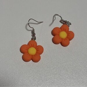 Orange Flower Earrings